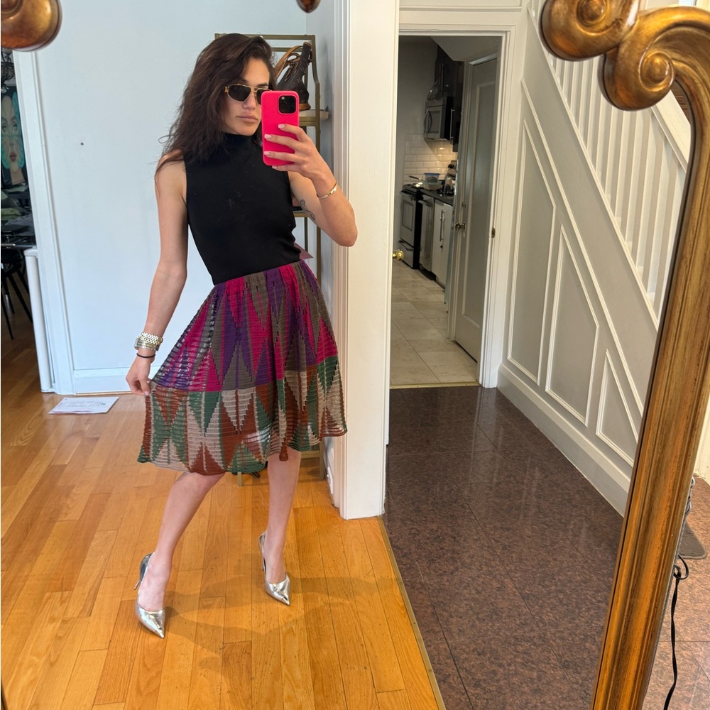 Etro Multicolor Geometric Midi Skirt